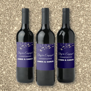 Etiqueta Para Botella De Vino Elegante, Felicitaciones de Compromiso Personaliza