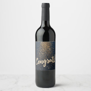 Etiqueta Para Botella De Vino Elegante "¡Felicitaciones!" Saludo con el Confetti