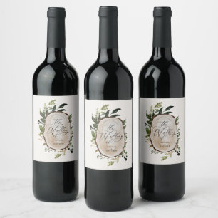 Etiqueta Para Botella De Vino Elegante fiesta de bodas rústica de vegetación bot
