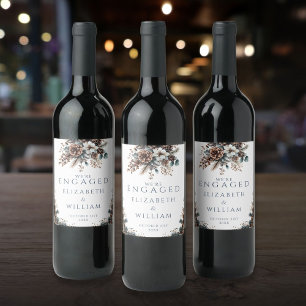 Etiqueta Para Botella De Vino Elegante Fiesta de Compromiso de Bosque Rústico