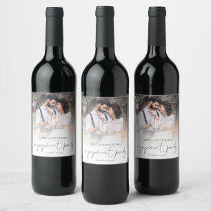 Etiqueta Para Botella De Vino Elegante fiesta de compromiso de superposición de 
