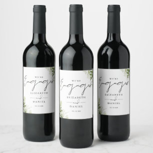 Etiqueta Para Botella De Vino Elegante fiesta de compromiso floral de vegetación