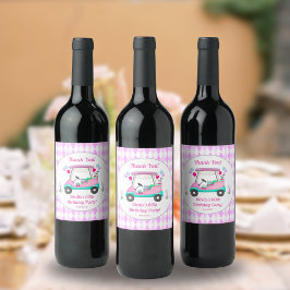 Etiqueta Para Botella De Vino Elegante Fiesta de golf femenino Cart Birthday Gra