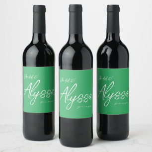 Etiqueta Para Botella De Vino Elegante Fiesta de Graduación en Verde Ella Lo Log