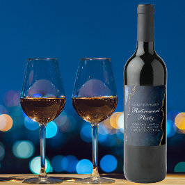 Etiqueta Para Botella De Vino Elegante Fiesta de Jubilación Marina Agato de Oro 
