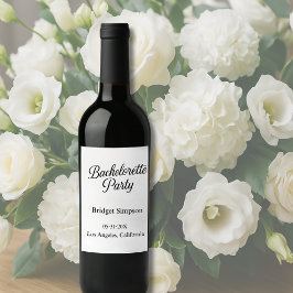 Etiqueta Para Botella De Vino Elegante fiesta de soltera sin tiempo