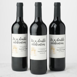 Etiqueta Para Botella De Vino Elegante Fiesta mixto de doble celebración de cham