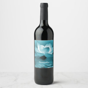 Etiqueta Para Botella De Vino Elegante Flor de Loto Océano Zen Yoga Personalizad