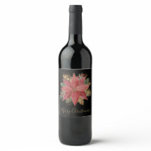 Elegante Flor de Poinsettia Roja Dorada Feliz Navi