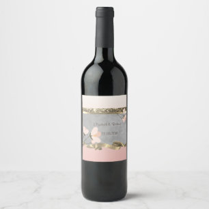 Etiqueta Para Botella De Vino Elegante Floral Chic