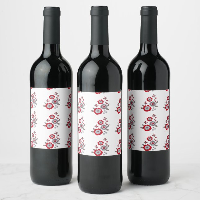 Etiqueta Para Botella De Vino Elegante Floral Chic Moderno  (Botellas)