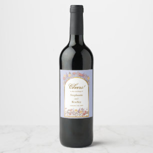 Etiqueta Para Botella De Vino Elegante Floral de Lavanda para Boda Recepción