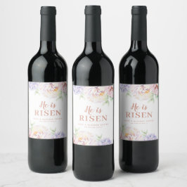Etiqueta Para Botella De Vino Elegante Floral Religiosa Pascua Personalizada