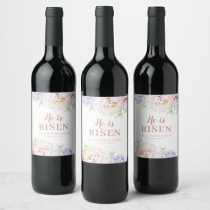 Etiqueta Para Botella De Vino Elegante Floral Religiosa Pascua Personalizada