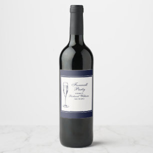 Etiqueta Para Botella De Vino Elegante Formal Fiesta de Despedida Oscuro Azul Bl