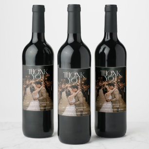 Etiqueta Para Botella De Vino Elegante Foto Agradecimiento Boda