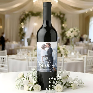 Etiqueta Para Botella De Vino Elegante foto de boda de agradecimiento de la novi