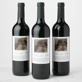 Etiqueta Para Botella De Vino Elegante Foto Moderna Tostada Boda personalizado