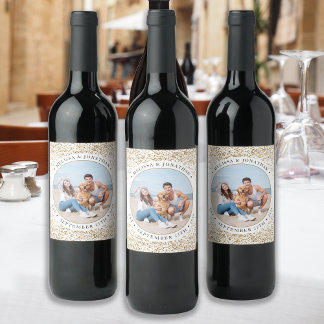 Etiqueta Para Botella De Vino Elegante foto Purpurina de oro personalizado de la