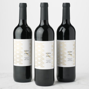 Etiqueta Para Botella De Vino Elegante Gatsby Art Deco Años 20 Boda de Oro  