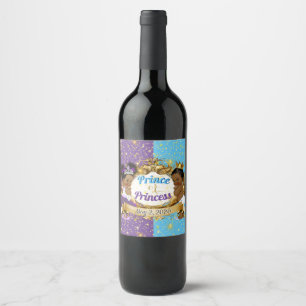 Etiqueta Para Botella De Vino Elegante género real africano revela morado y azu