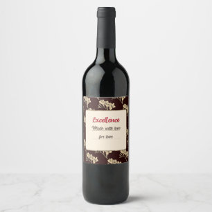 Etiqueta Para Botella De Vino Elegante gladiolos asiáticos flores marrón floral