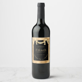 Etiqueta Para Botella De Vino Elegante Gold Black Name 50 cumpleaños
