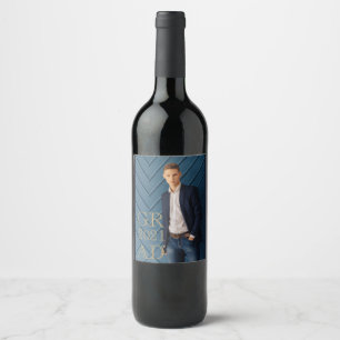 Etiqueta Para Botella De Vino Elegante Graduación de Fotos Grad