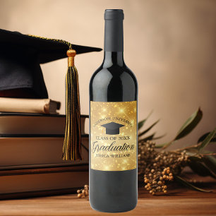 Etiqueta Para Botella De Vino Elegante graduación dorado destello personalizado 