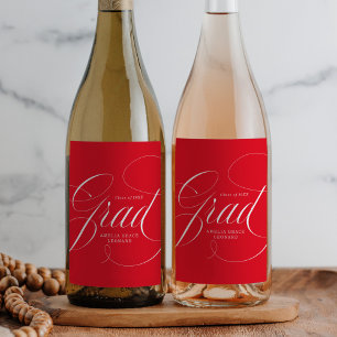 Etiqueta Para Botella De Vino Elegante guión de caligrafía de grado de graduació