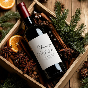 Etiqueta Para Botella De Vino Elegante guión moderno "Saludos a amar" victoria B