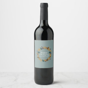 Etiqueta Para Botella De Vino Elegante Ilustracion de guirnaldas de Acción de Gr