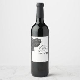 Etiqueta Para Botella De Vino Elegante lazo negro cincuenta y fabuloso
