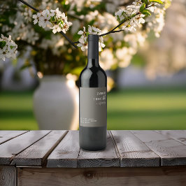 Etiqueta Para Botella De Vino Elegante Línea Neutral Arte Invitación a la Boda d