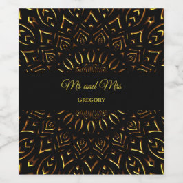 Etiqueta Para Botella De Vino Elegante mandala étnica elegante oro ornamentado n