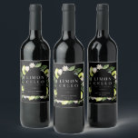 Etiqueta Para Botella De Vino Elegante marco de limones botánicos Limoncello vin<br><div class="desc">Elegantes limones botánicos acuarela,  hojas y flores en arco marco,  etiqueta de bebida limoncello en color negro clásico. Líneas de plantilla para sus nombres y fecha del evento.</div>