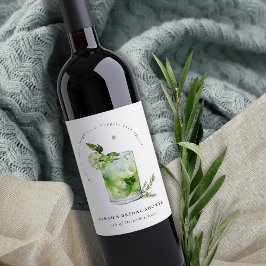 Etiqueta Para Botella De Vino Elegante Margarita Verde Cocktail Bridal Shower