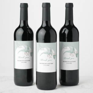 Etiqueta Para Botella De Vino Elegante menta exótico eucalipto floral acuarela