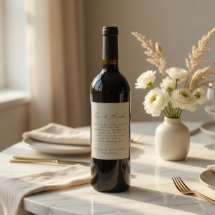 Etiqueta Para Botella De Vino Elegante Minimalista Bodas Beige 