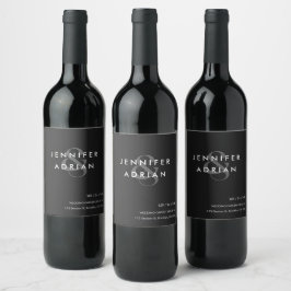 Etiqueta Para Botella De Vino Elegante minimalista espeluznante negro Boda moder