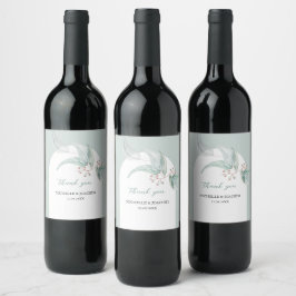 Etiqueta Para Botella De Vino Elegante Mint Exótico Eucalyptus Floral acuarela