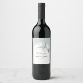 Etiqueta Para Botella De Vino Elegante Mint Exótico Eucalyptus Floral acuarela