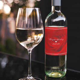 Etiqueta Para Botella De Vino Elegante Moda estética de rosa rojo vibrante román