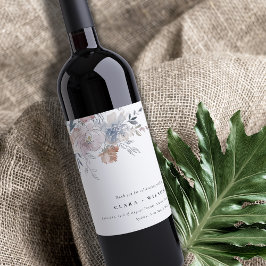 Etiqueta Para Botella De Vino Elegante Moda Rubor Watercolor Floral Boda