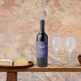 Etiqueta Para Botella De Vino Elegante Monograma Blue Jewel Tono