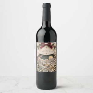 Etiqueta Para Botella De Vino Elegante Navidad con recorte de papel, fiesta inve