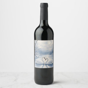Etiqueta Para Botella De Vino Elegante Navidad de invierno con escena del Lago d