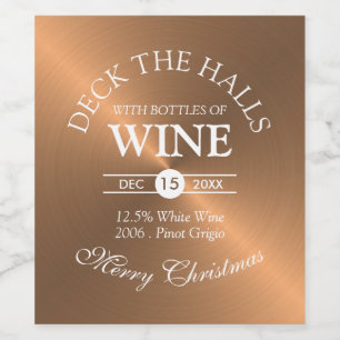 Etiqueta Para Botella De Vino Elegante Navidad en Rosa Dorado