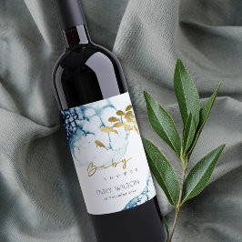 ETIQUETA PARA BOTELLA DE VINO ELEGANTE NAVY DE ORO BAJO EL AGUA FISH BABY SHOWER