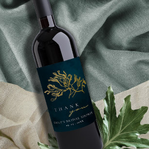 ETIQUETA PARA BOTELLA DE VINO ELEGANTE NAVY DE ORO SUBMARINO DUCHA BRIDAL DE AGU